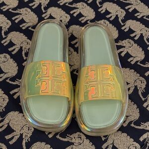 Tory Burch Bubble Iridescent Sandals, Size 10